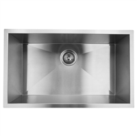 Pelican PL-HA109 R0 16G Handmade 16 Gauge Stainless Steel Undermount Kitchen Sink 30'' x 18'' w/ Zero Radius Corners